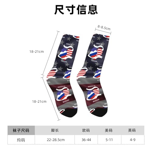 Half Russian Half America Flag Adult Polyester Crew Socks Breathable Moisture-Wicking Athletic Running Gym2 6