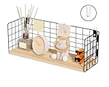 SoaShower Floating Cubicle Shelf with Hooks, Paulownia Wood Desktop Organizer for Office Cubicle Decor, Desk Shelf for Top of Desk & Cute Cubicle Accessories for Work