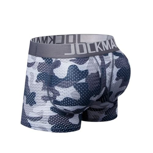 JOCKMAIL Men Padded Underwear Mesh Camoflage Butt Lifting Back Hip Padded Men's Boxers Short Buttoceks Underpants
