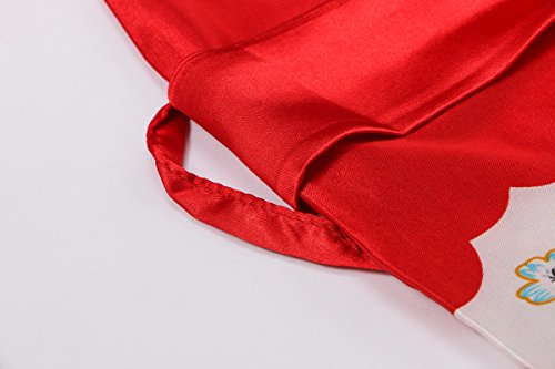Old-to-new Women's Long Kimono Robe Silk Bathrobe with Pockets-Multi-Pattern,Pagoda Red S - Thumbnail 7