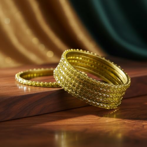 Image of SUNDRAM Raindrop Glass Bangles Set for Women & Girls, Transparent Crystal Kanch Ki Chudi for Wedding & Party, Set of 12