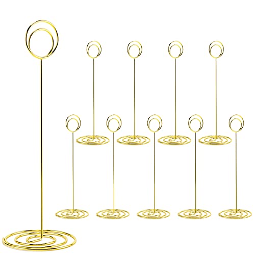 10Pcs Place Card Holder, Table Number Holders, Wire Picture Holder, Table Card Holders Stand, Photo Holder for Centerpieces, Wedding Reception, Party, Birthday (Gold)