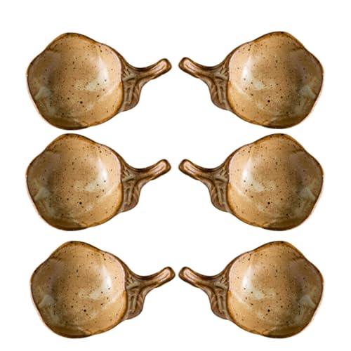 Plato de salsa de gres for mojar - Cuenco retro de 2,5' con forma de flor for condimentos, salsa de soja y mostaza. Apto for microondas y lavavajillas.