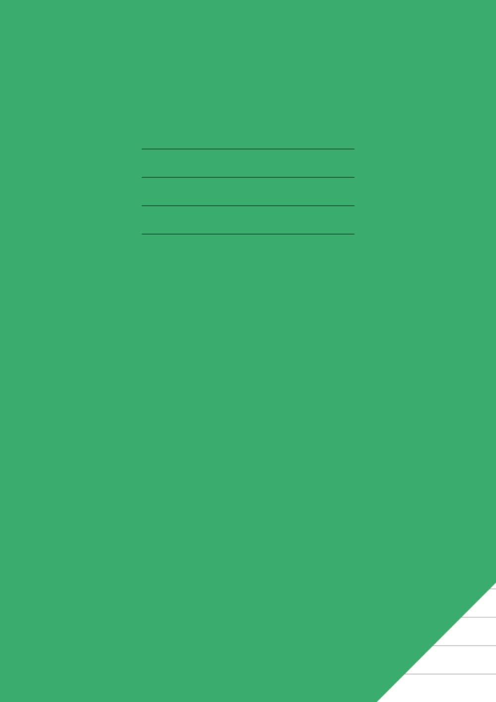 12mm Ruled Exercise Book A4 Margin: Lined Notebook / Large Jotter for School with Green Cover