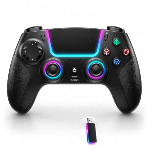 Image of Ant Esports SuperPower Wireless Gaming Controller for PS4,PC,Steam Deck Android,iPhone & Mac|Bluetooth, 2.4G Wireless & USB Connectivity|Turbo, Macro Buttons,RGB Lighting,Touchpad,Motion Control