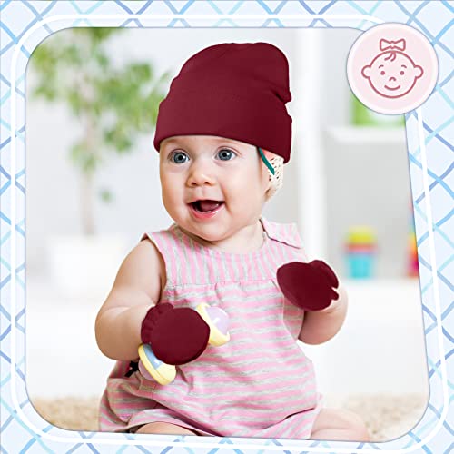 12 Pieces Baby Hats Mittens And Socks Set Newborn Hats Infant Caps No-Slip Ankle Socks (Pink And White) #TOP4