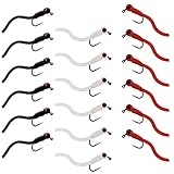 Thor Outdoor Gilbert's Squirmy Worm 18 Pc Set – Red, White, Black - Wet Wormy Fly Fishing Flies for Trout and Panfish - Hook Size #12