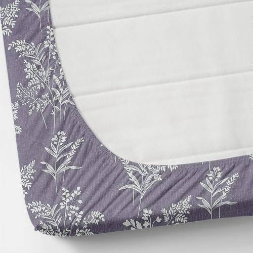 Image of Jashan Premium Cotton Fitted Bedsheets with 2 Pillow Covers for King Size Bed | 200-220 TC | Size 78x72+10 Inches | Mauve Flower | Soft, Durable, All-Around Elastic Modern Design