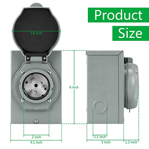 Rundik 50 Amp Generator Power Inlet Box, ETL Listed NEMA SS250P Power