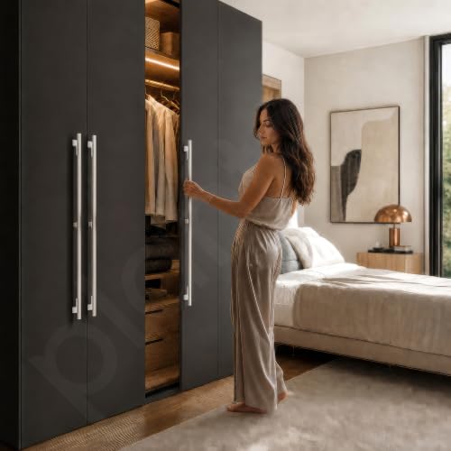Image of Plantex Aluminium Cabinet Handle /900mm Wardrobe Handle for Home /Cupboard Door Pull-Push Handles for Office - Pack of 1 (DTC-5580, Satin White & Chrome)