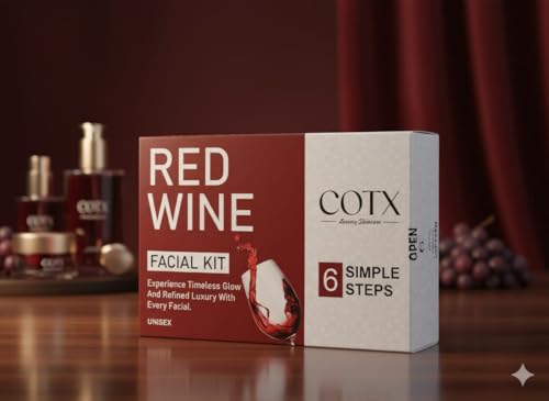 Image of Luxury Facial Kit for Glowing Skin | Unisex Professional Face Care Kit for Home & Salon Use. (RED WINE)