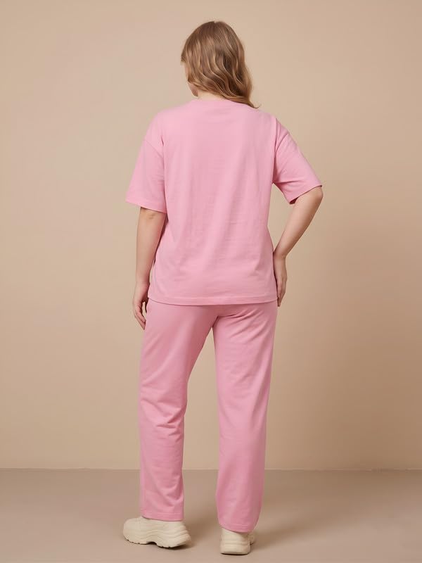 Image of My Swag Womens Nightsuit Set | Cute Bunny Graphic Print T-Shirt & Pajama | Soft Breathable Sleepwear and Loungewear Co-Ord Set for Women
