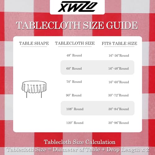 XWZO Checkered 70 Inch Round Tablecloth - Waterproof and Dustproof Washable Plaid Table Cloth for Dining Party, Outdoor Picnic and Camping, Decorative Gingham Table Cover, Red and White by XWZO - Image 7