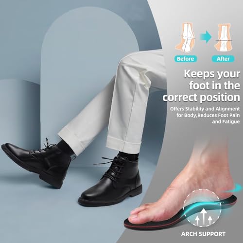 Men's Orthopedic Leather Chukka Boots: Comfortable Arch Support Plantar Fasciitis Tuxedo Dress Walking Ankle Mid Derby Boot, Orthotics Flat Feet Casual Wingtip Oxford for Foot and Heel Pain Relief 6