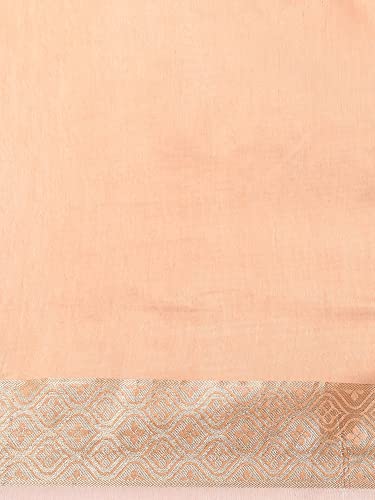 Image of AKHILAM Women's Floral Linen Blend Woven Design Saree With Unstitched Blouse Piece (Peach AA02SDZ6103)