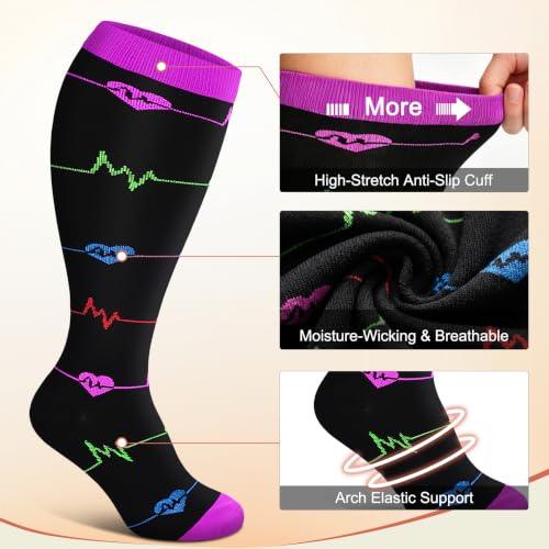 Image of Graduated Copper Compression Socks for Women Men Circulation 20-30mmhg-Best Support for Running,Nursing,Hiking