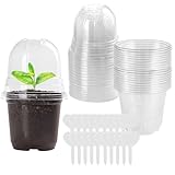 RNPKZ Lot de 20 pots de culture, transparents, avec dôme d'humidité et prise pour plantes,...