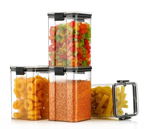 Image of TEKCOOL Glass Air Tight Containers For Kitchen Storage Set, Bpa Container For Kitchen Storage Set, Kitchen Organizer And Kitchen Accessories Items & Storage(1100 Ml Set Of 6), Black