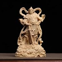 Amazon｜小葉黄楊木 木彫仏像 彫刻 ツゲ 柘植 韋駄天 関羽【韋駄天立像