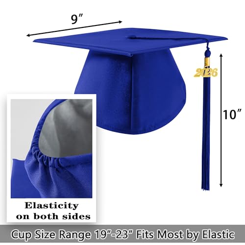Image of 2026 Graduation Cap and Gown Matte Unisex for High School Bachelor | Heavyweight Matte Polyester, Zipper Closure, Adjustable Cap with 2026 Tassel, Sizes 39-60, Bulk Orders Available