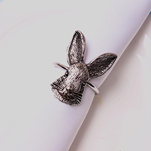 Dous Easter Rabbit Napkin 4Pcs Alloy Napkin S For Wedding Napkin Buckles For Mother's Day, Easter Party, Dinner, Wedding, Table Decoration #TOP2