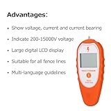 MINGYA Electric Fence Tester and Fault Finder with Backlight, 15KV Digital Electric Fence Voltage Tester 200V‑15000V Orange - Image 4