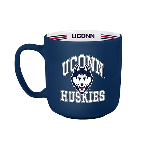 Image of Logo Brands NCAA UConn Huskies15 oz Stripe Coffee Mug - Vintage Team Logo, Inside Print & Stripes, Microwave & Dishwasher Safe- Great Gift For Fans & Alumni