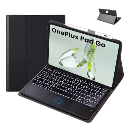 Image of Keyboard Case for OnePlus Pad Go 11.35-inch /Oppo Pad Air2 11.4-inch 2023 Folio Cover with Multi-Touch Trackpad, 7 Color Backlit, Magnetically Detachable Bluetooth Keyboard, Adjustable Angle