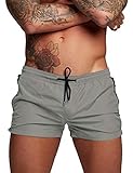 COOFANDY Men's Swim Short Swimsuit Swimming Brief Fashion Slim Fit Boardshort Grey