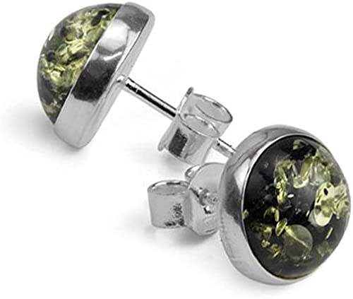 Ian and Valeri Co. Green Amber Sterling Silver Round Stud Earrings3