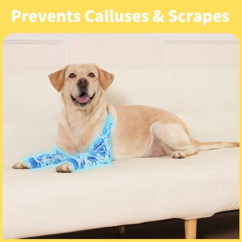 Image of LovinPet Dog Elbow Protector Anti-Licking Elbow Sleeve, Adjustable, Comfortable & Durable Front Leg Guard for Medium to Large Dogs, Prevents Licking and Chewing,Dog Sleeve,Dog Leg Sleeve,Blue