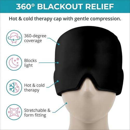 Image of Migraine Relief Cap for Migraines, Headaches, Sinuses, Tension Relief Headache Relief Cap for Men & Women Hot & Cold Therapy Relaxing Thermax Migraine Miracle Cap, Migrane Relaxing Cap(Multicolor)
