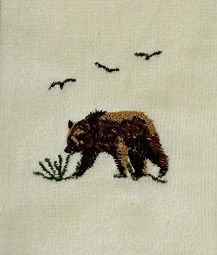 Marina Decoration Premium Luxury Decor Ultra Soft 100% Cotton Embroidered Bathroom Modern 3 Piece Towel Set, Bear With Ivory Base Pattern #TOP4