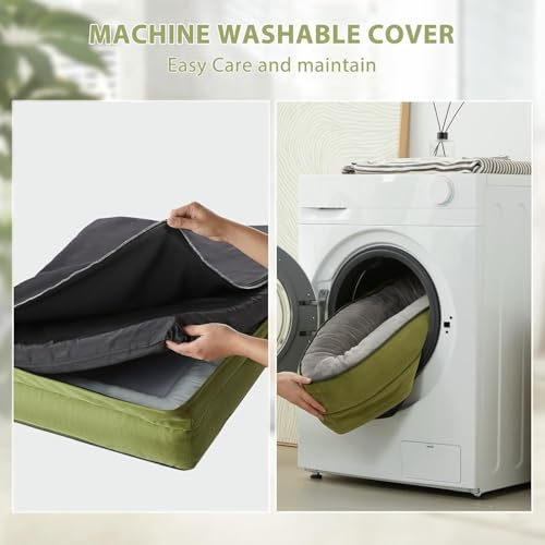 Image of Gorgeous Dog Beds Memory Foam Orthopadic Large Bed Waterproof Layer for Labrador, Bulldog, Retriever, Poodle, Large Breed Dogbed (Grey Green, 36x27x4)