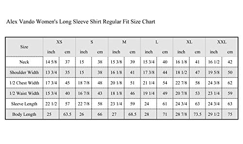 Alex Vando Womens Dress Shirts Regular Fit Long Sleeve Stretch Work Shirt,Black,M #TOP5