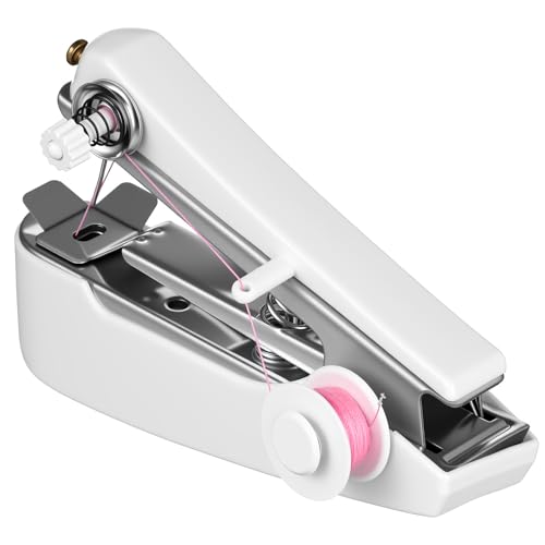 ADOCARN Máquina de Coser Portátil Mini de Mano para Costura Rápida y Reparación de Ropa en Casa, Ligera, Estructura Resistente de Acero Inoxidable y Plástico Color Aleatorio