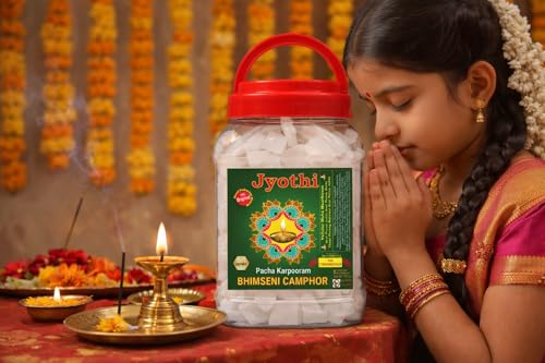 Image of Jyothi Bhimseni Camphor - 500 Gram / 100% Organic Natural Pacha Karpooram for Pooja, Aarti & Meditation, Original Kapoor Crystals for Diffuser & Natural Air Purifier