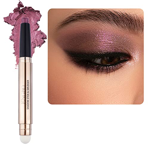 Enfuntins Shimmer Cream Eyeshadow Stick, Glitter Eyeshadow Pencil With Soft Smudger, Long Lasting Waterproof Eye Highlighter Stick Eye Shadow Makeup (09 Smoky Amethyst Shimmer) #TOP6