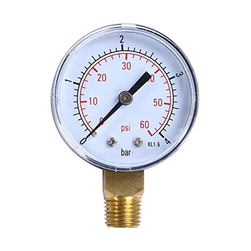 KEHUITONG Pool Spa Filter Water Air Oil Vacuum Dry Utility Mini Pressure Gauge 60PSI Side Mount 1/4 (color : Pressure Gauge)