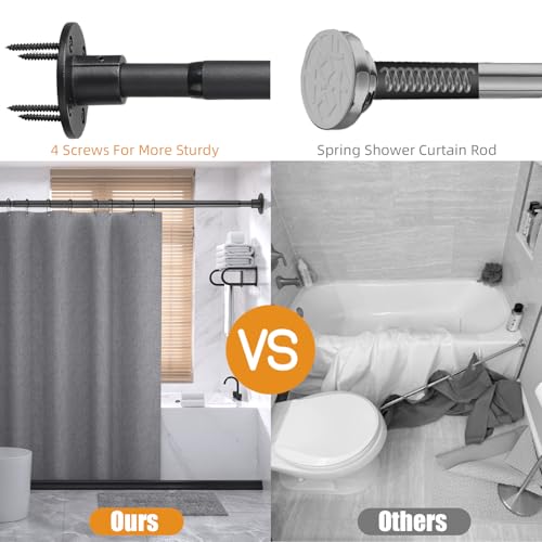Image of Closet Rods for Hanging Clothes 24-33 Inch Expandable Closet Rods, 1 Inch Diameter Adjustable Heavy Duty Closet Rod Wall-Mounted Fixed Shower Curtain Rod for Wardrobes Closet Laundry, Matte Black