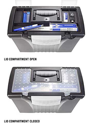 Storex Legal File Box With Organizer Lid – Plastic Office File Storage Box For Letter And Legal Hanging Folders, 17.13 X 9.63 X 11 Inches, Black, 1-Count (61510C01C) #TOP7