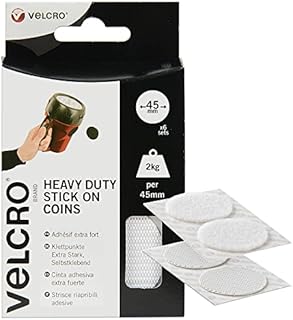 VELCRO Brand VEL-EC60249 , Heavy Duty Stick On Coins, 45mm, 6pk, White