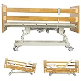 [5 funciones]: Esta cama de hospital totalmente eléctrica cuenta con cinco funciones diferentes: rango de elevación trasera: 0-75°; rango de elevación de piernas: 0-35°; rango de elevación total: 43-68 cm; ángulos de inclinación ajustables hacia adelante y hacia atrás de 0-12°; y rieles laterales ajustables.