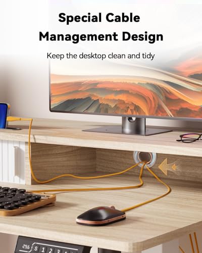 Image of JOY worker 35 inch Small Electric Standing Desk with Monitor Stand & Drawer