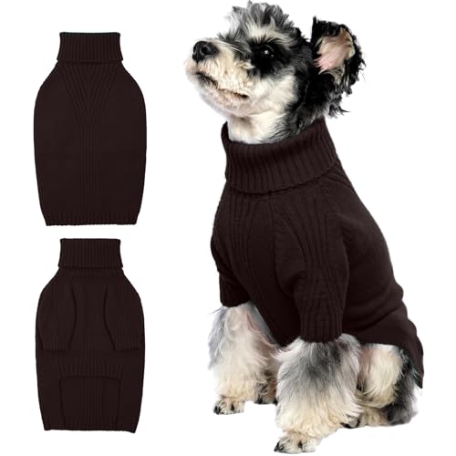 Image of Turtleneck Dog Sweater,Thermal Knitted Sweater for Small Dogs Girl Boy, M | 4-Way Stretchy Fit, Cozy & Warm Pullover Clothes for Fall Winter, Indoor & Outdoor Knitwear, Fit for Frenchie, Dachshund