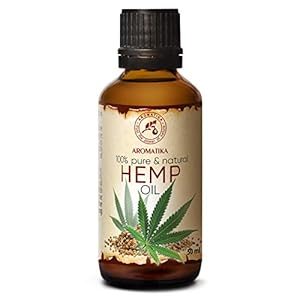 AROMATIKA Pure Hemp Oil 1.7 Fl Oz – Hemp Seed Oil – 100% Natural & Cold Pressed Carrier Oil used for Skin Care – Haircare – Massage – Cosmetics – Brown Glass Bottle 50ml – Oils Hemp