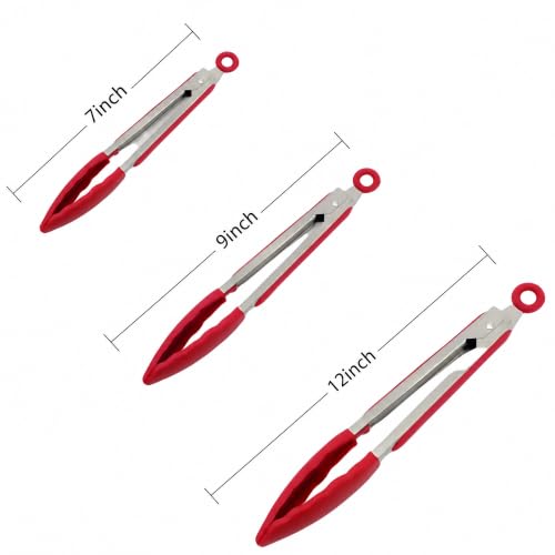 Kitchen Tongs for Cooking Locking Silicone Stainless Steel Buffet Serving Tongs, 7,9 and 12 Inch Non-stick,Heat Resistant 3 Pack - Image 5