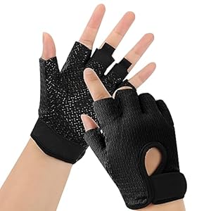 JUSDIQIR Workout Gloves, Black Gloves for Men Women, Breathable Half-Finger Fitness Exercise Gloves, Anti-Callus Glove
