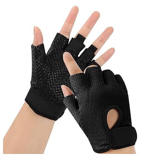 JUSDIQIR Workout Gloves, Black Gloves for Men Women, Breathable Half-Finger Fitness Exercise Gloves, Anti-Callus Glove (Black)