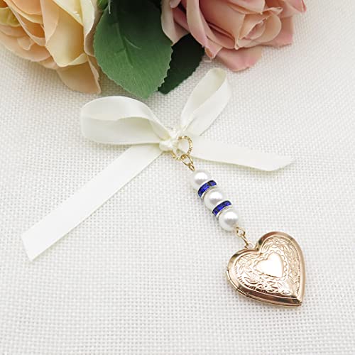 Idlan Locket For Bouquet Memorial Bouquet Locket Memorial Wedding Gift Memorial Bride Pendant Memorial Photo Keepsake Something Blue (Heart Locket) #TOP2